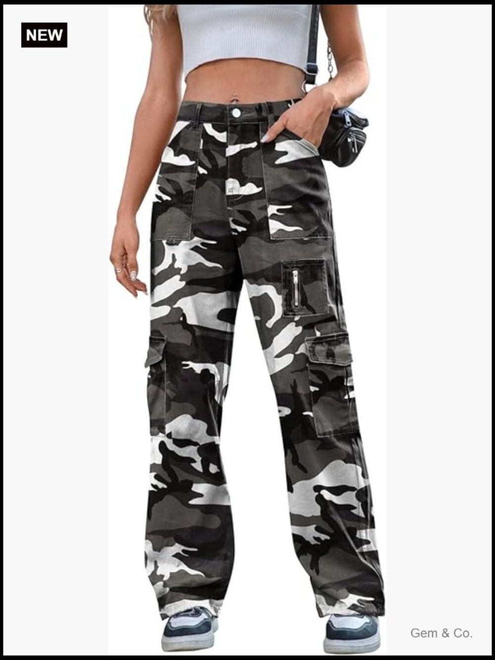 High Waist Cargo Pants Women Wide Leg Baggy Y2K Trousers 7 Pockets